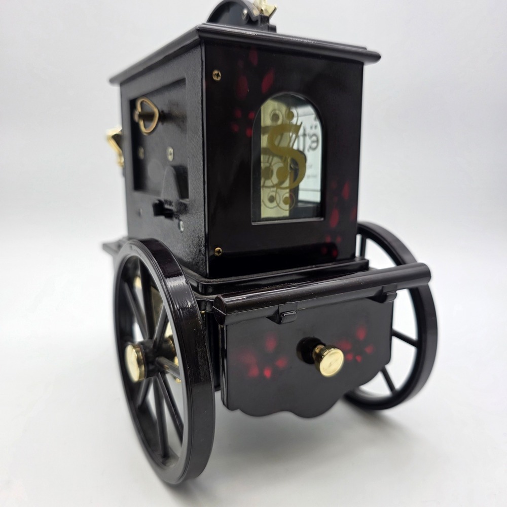 Pierrot Stranger Organ Music Box Vintage Carriage Jewelry Box Black Red 8.5in - Picture 4 of 7